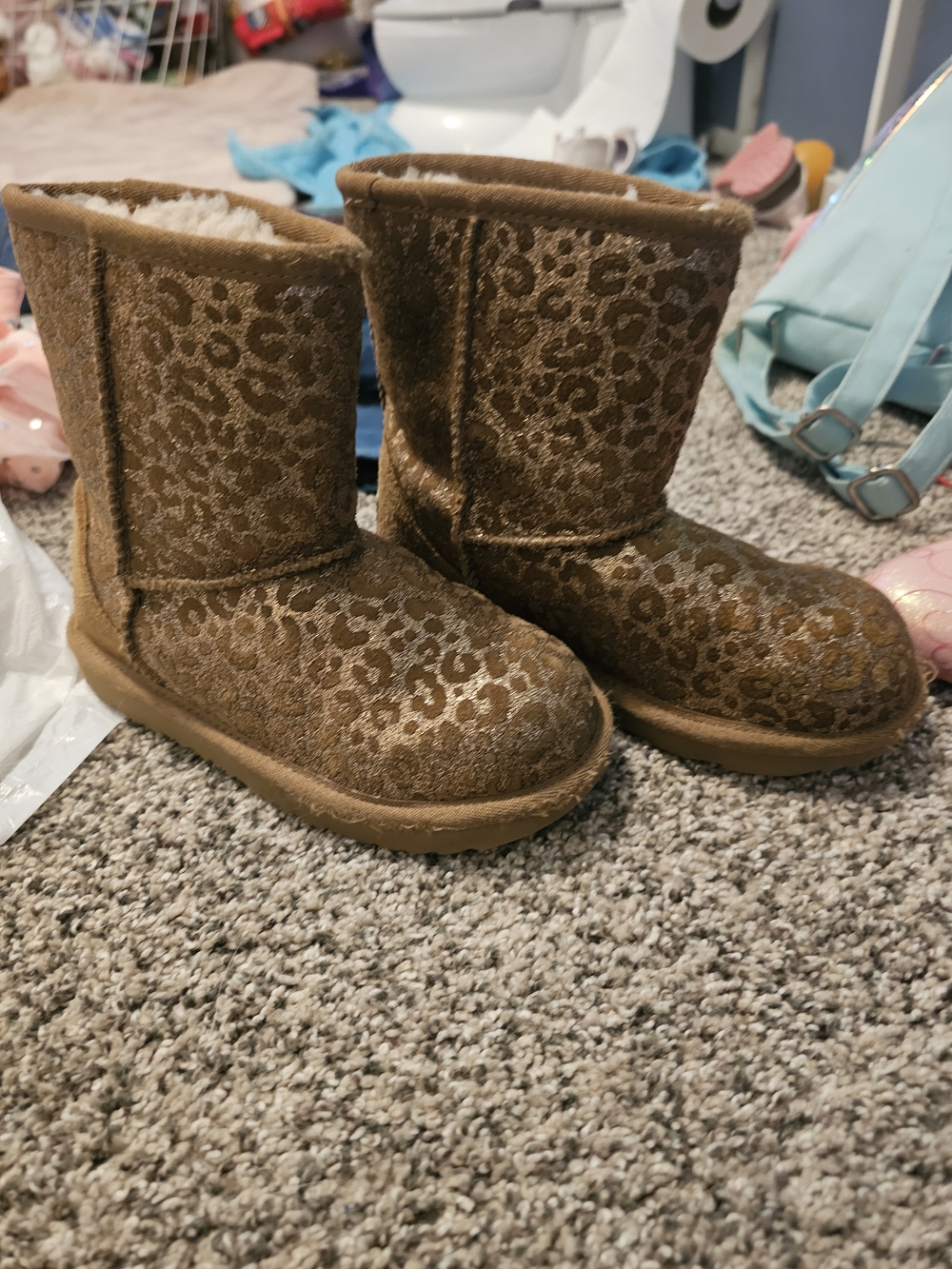 UGG Kids Metallic Leopard Print Chestnut Boots